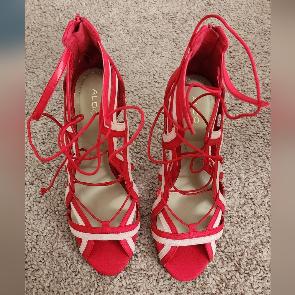 Aldo Women's Bold Red Lace-Up Heels